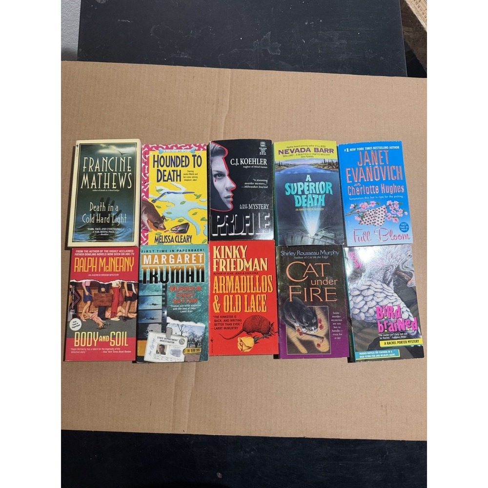 Lot of 10 random murder mystery novel paperback books, various authors B1